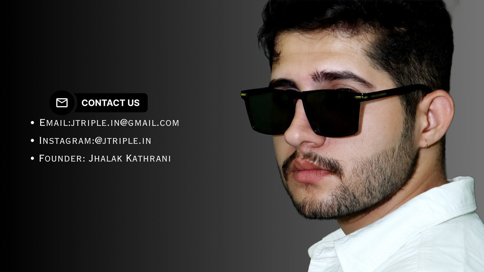 simple dark fashion bio link website black and white in modern style (2560 x 1440 px)